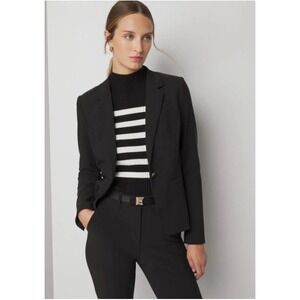 White House Black Market Black Single Button Stretch Scuba Blazer Size 10